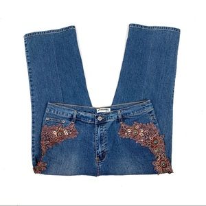 Mischa brand embroidered ankle jeans